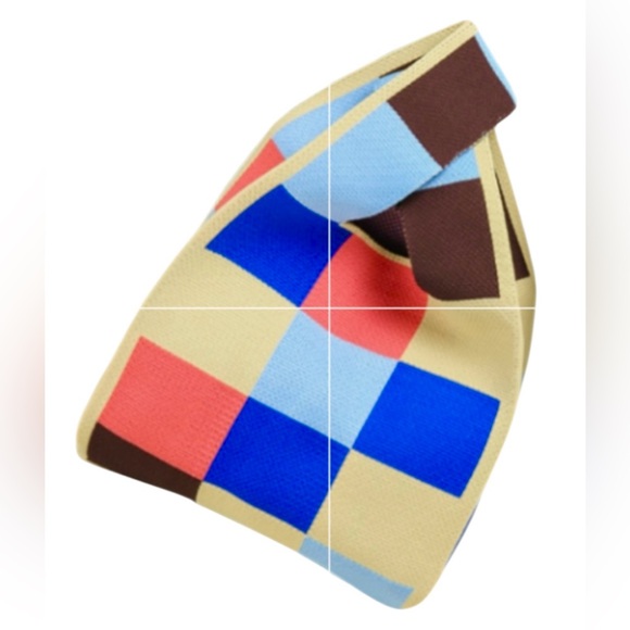 NWOT Square Pattern Knitted Tote Bag  8” x 9.5” - Picture 5 of 7